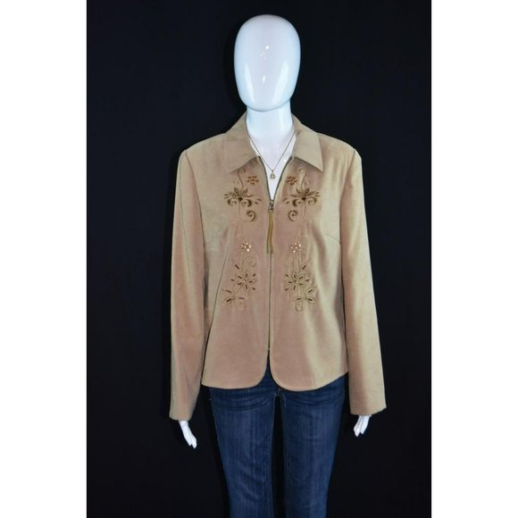 Dress Barn Jackets & Coats Dress Barn Size S Suede Look Tan Zip Up